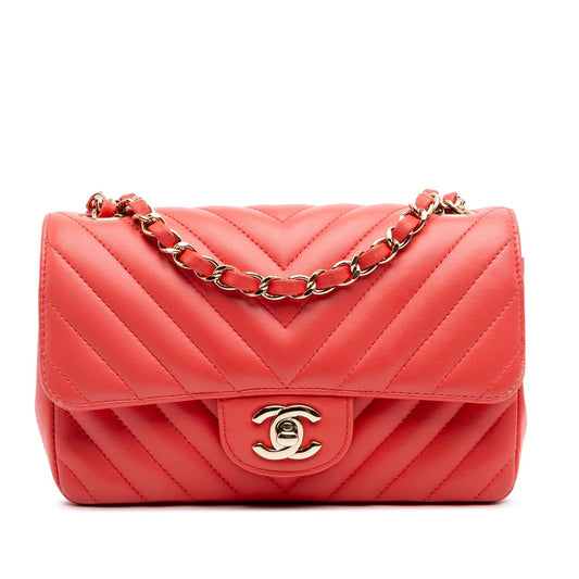 Chanel Mini Rectangular Classic Chevron Lambskin Single Flap