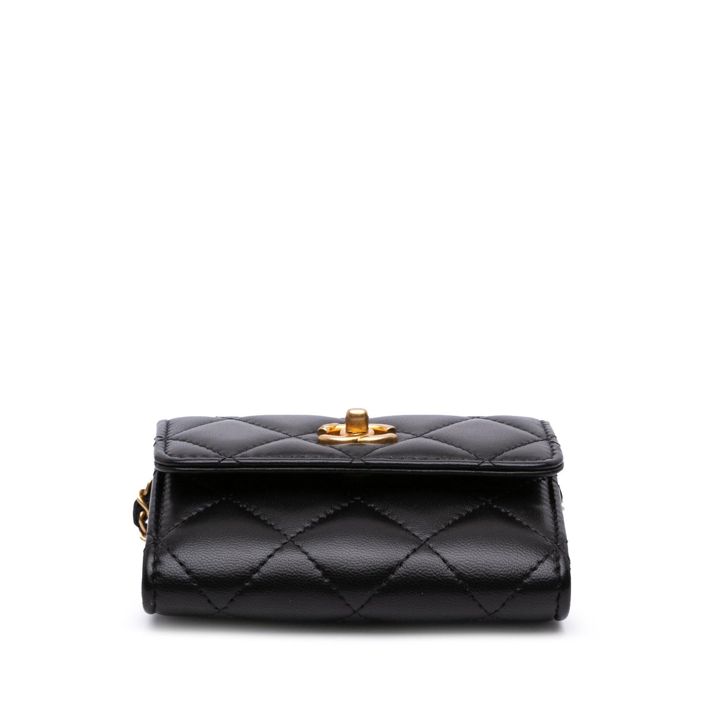 Chanel Quilted Lambskin Pearl Crush Clutch With Chain
