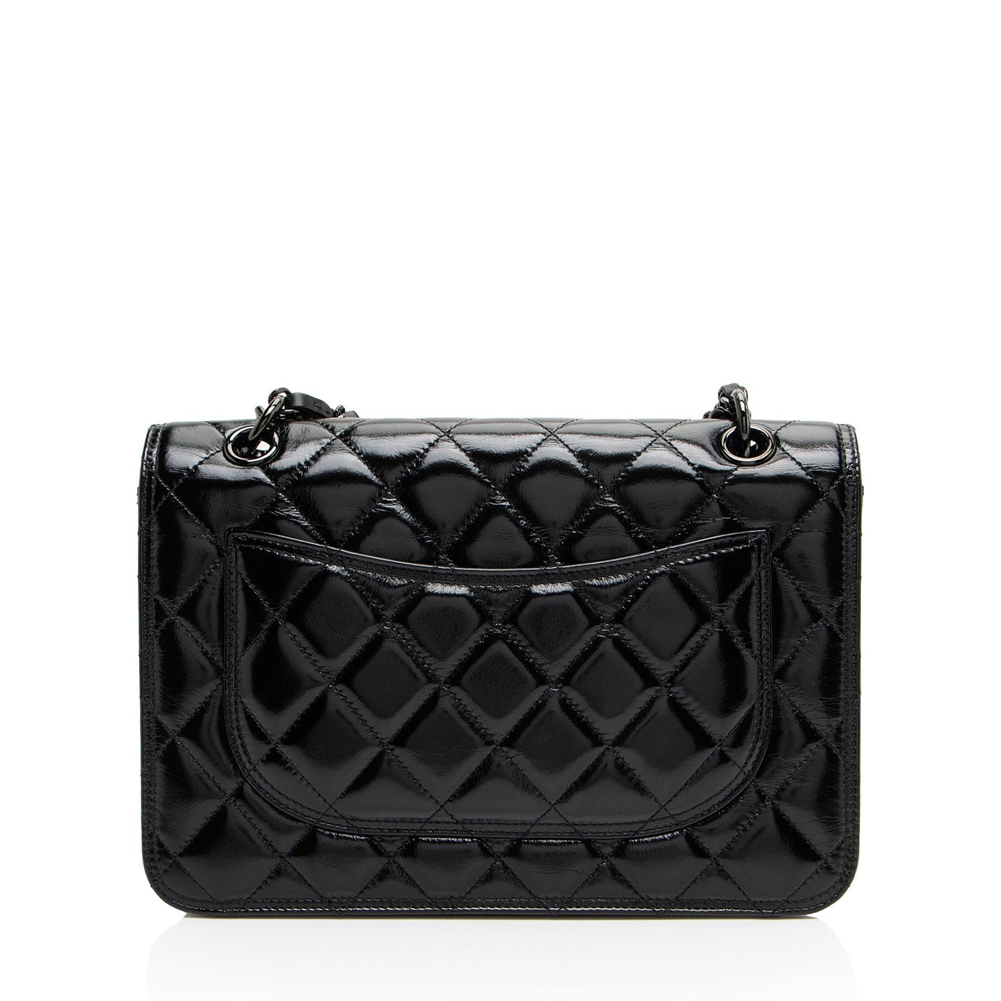 Chanel Shiny Crumpled Calfskin So Black Double You Flap Bag