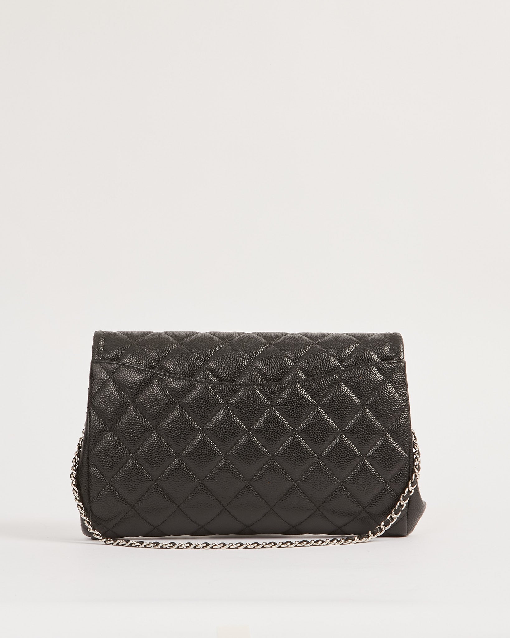 Chanel Black Quilted Lambskin Leather Chain Clutch Flap Bag