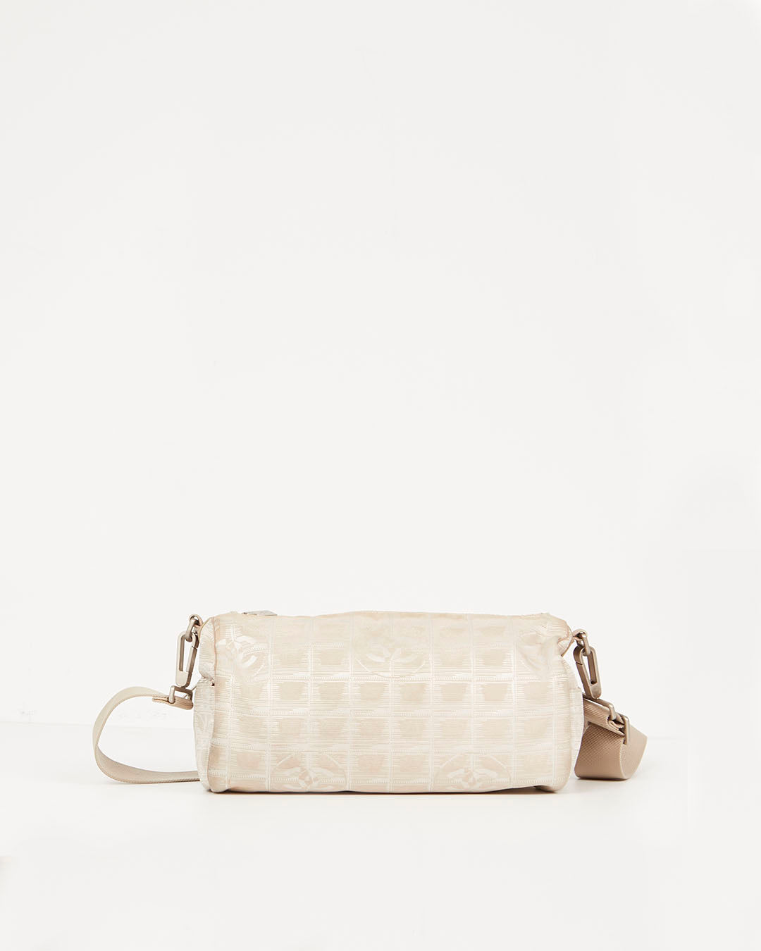 Chanel Beige Canvas New Line Travel Cylinder Duffle Shoulder Bag
