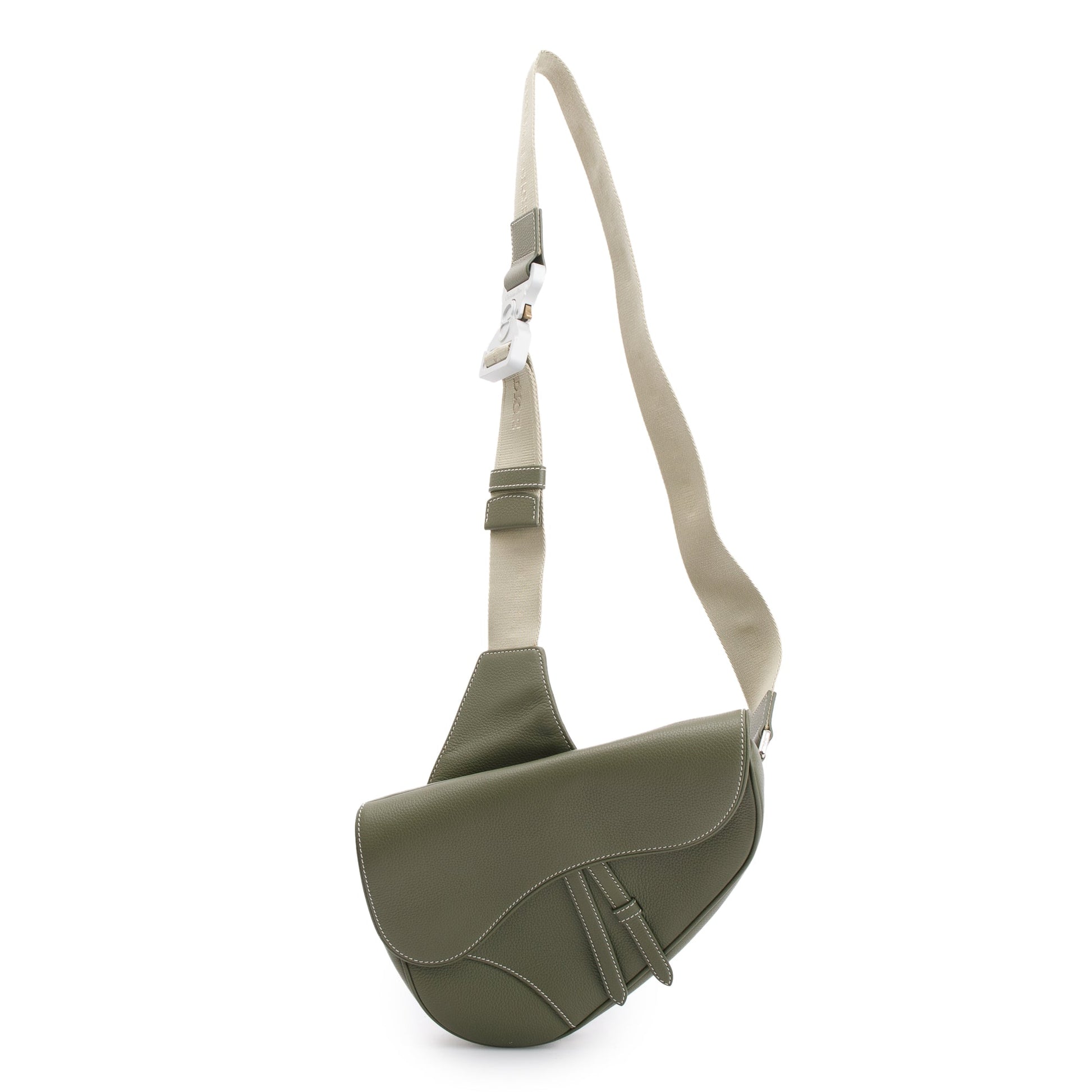 Christian 2020 Dior Green Leather Saddle Bag