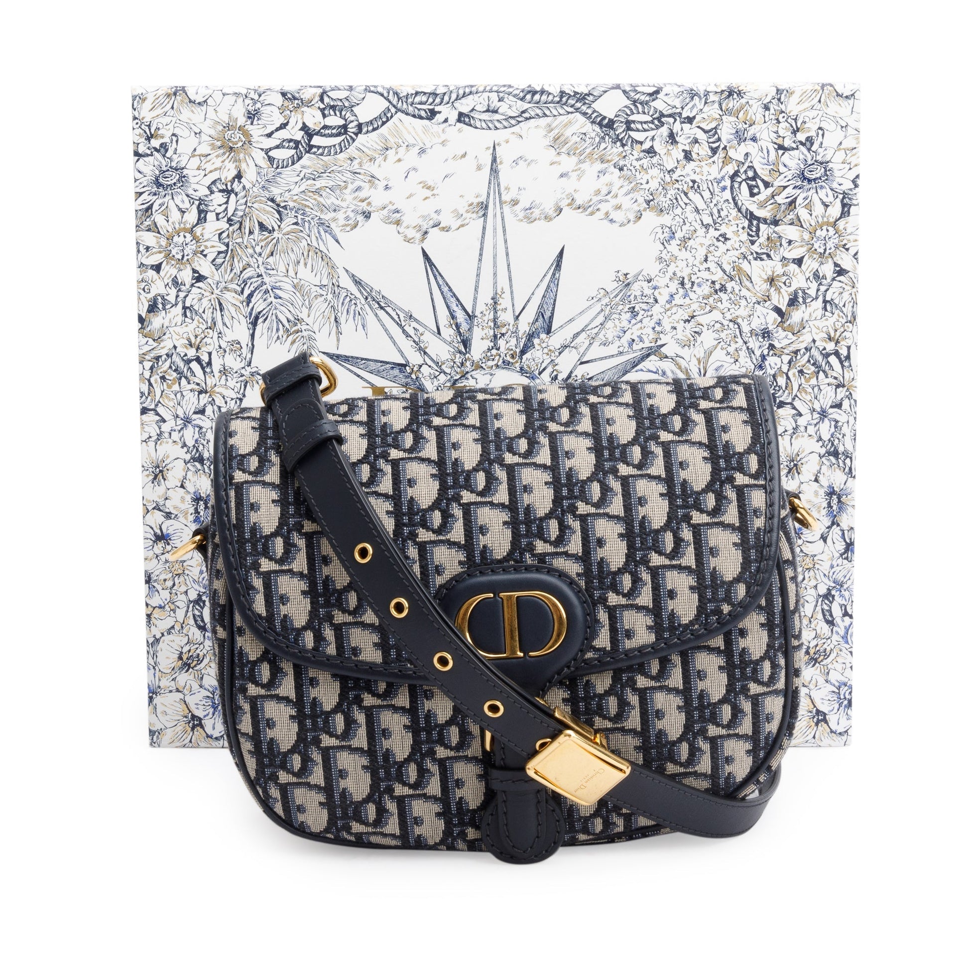 Christian Dior 2020 Blue Oblique Jacquard Medium Bobby Bag
