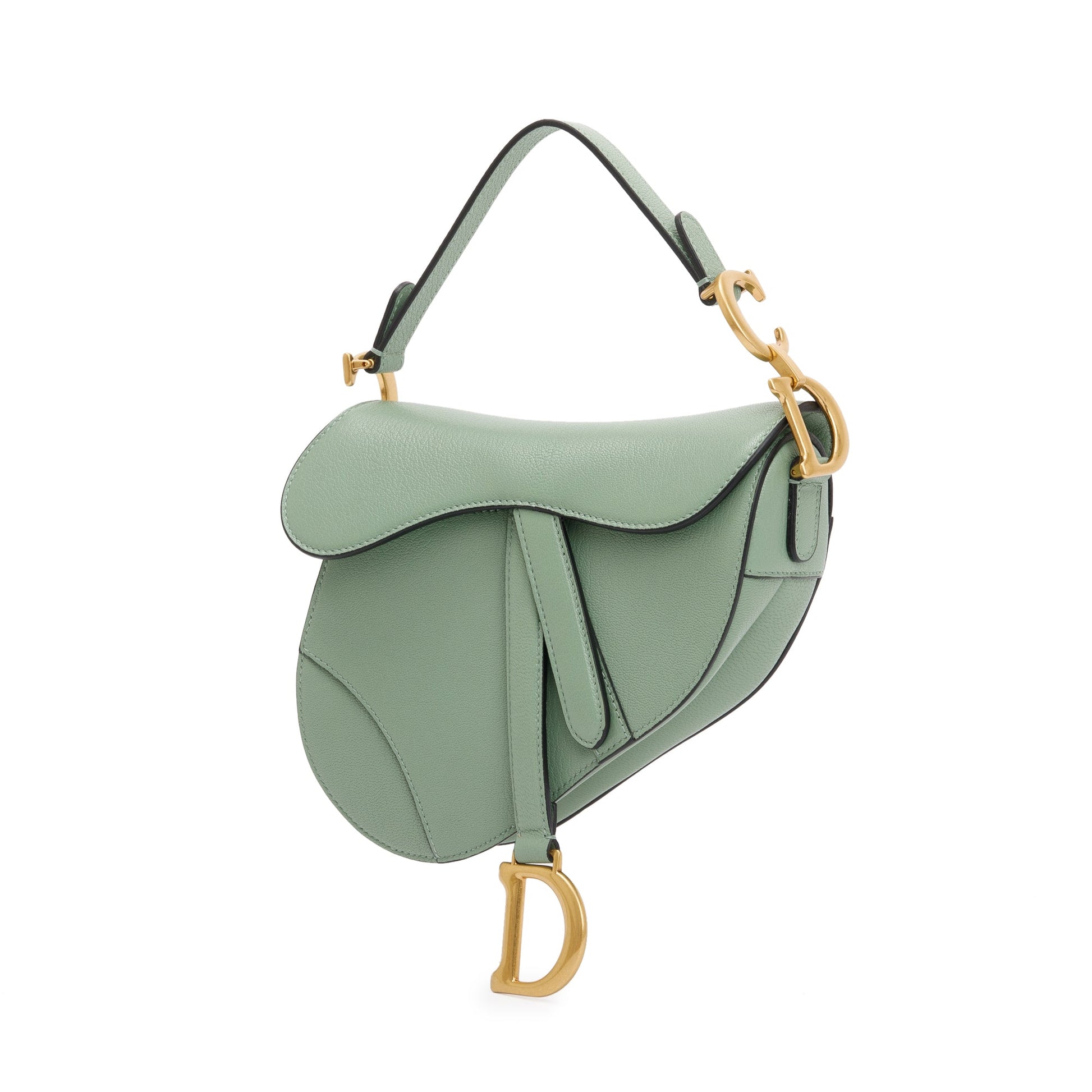 Christian Dior 2020 Green Calfskin Leather Mini Saddle Bag
