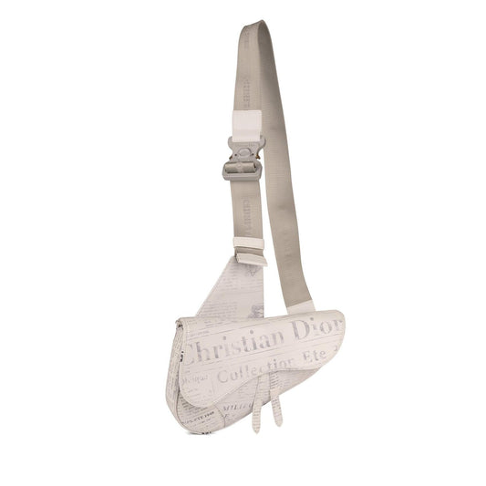 Christian Dior 2020 Newspaper Print Saddle Bag