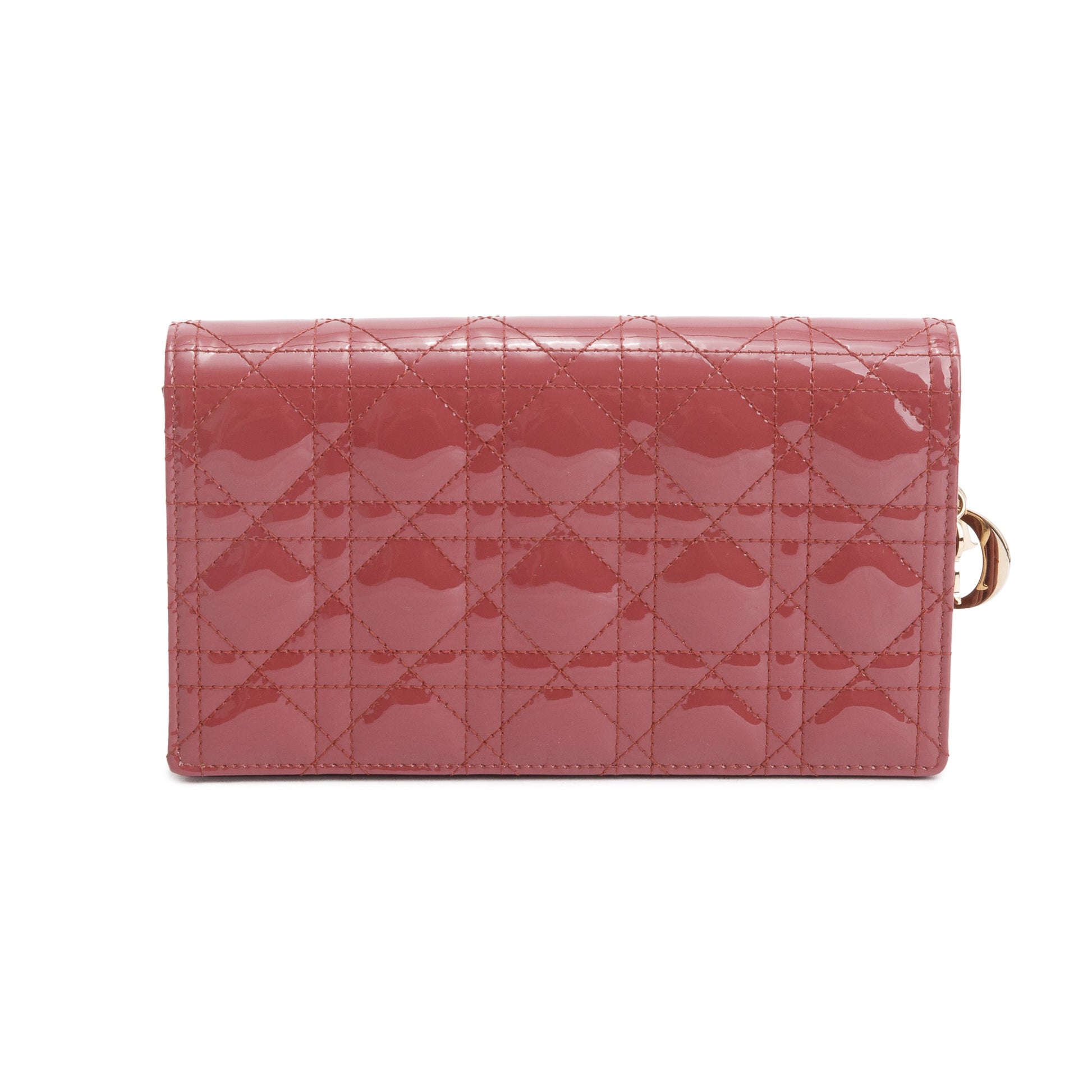 Christian Dior 2020 Pink Cannage Patent Leather Lady Dior Chain Pouch