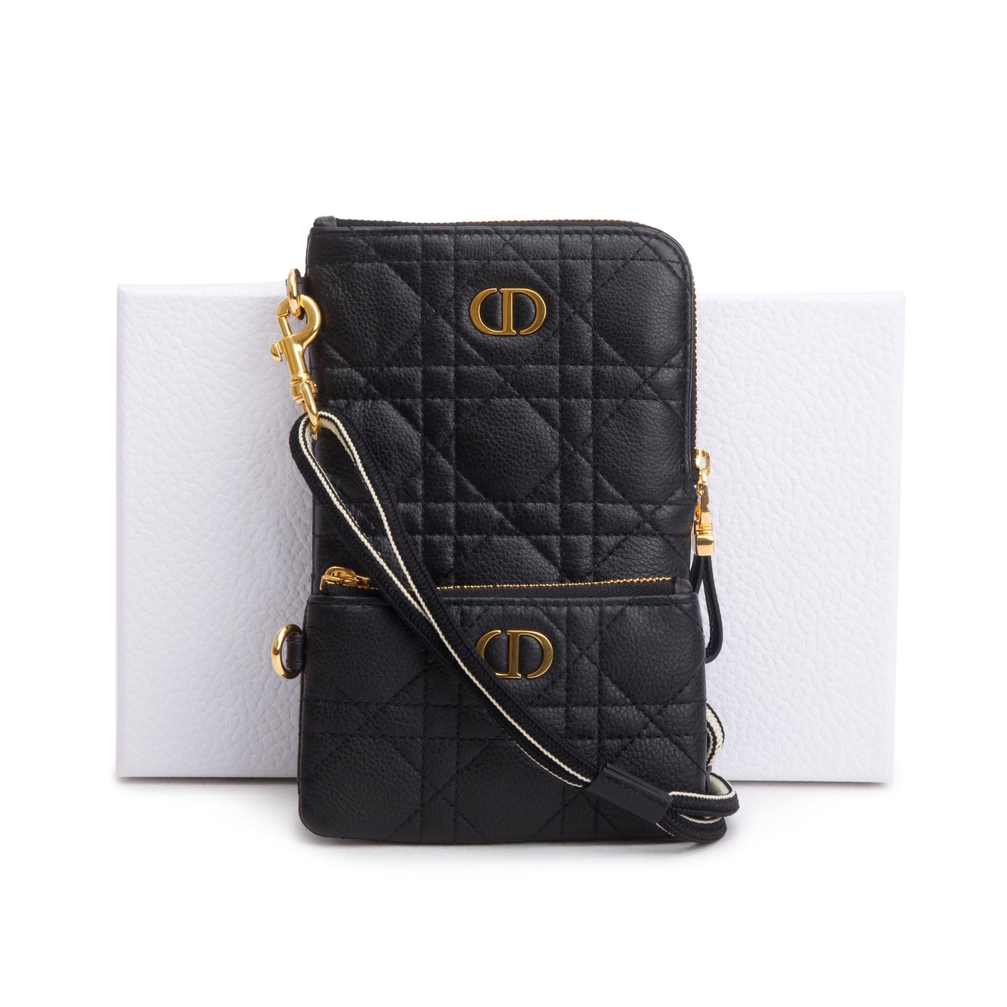 Christian Dior 2021 Black Quilted Leather Caro Multifunctional Pouch