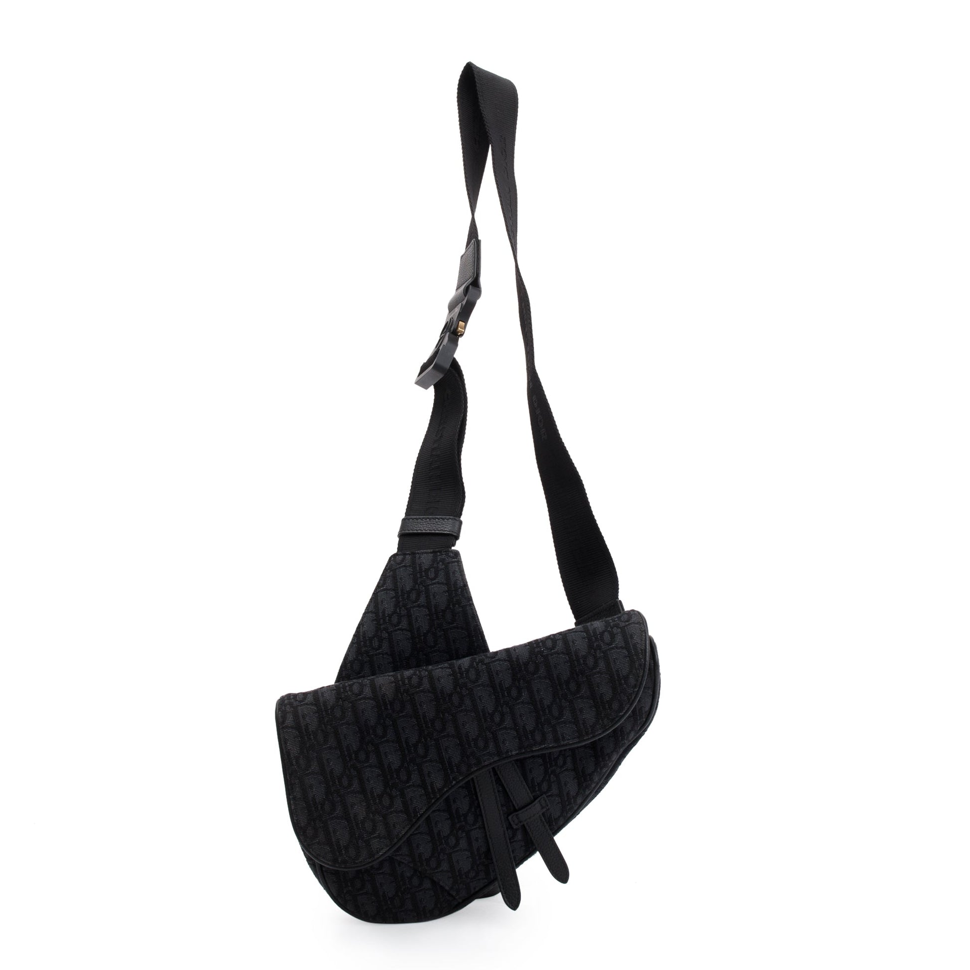 Christian Dior 2022 Black Oblique Jacquard Saddle Bag
