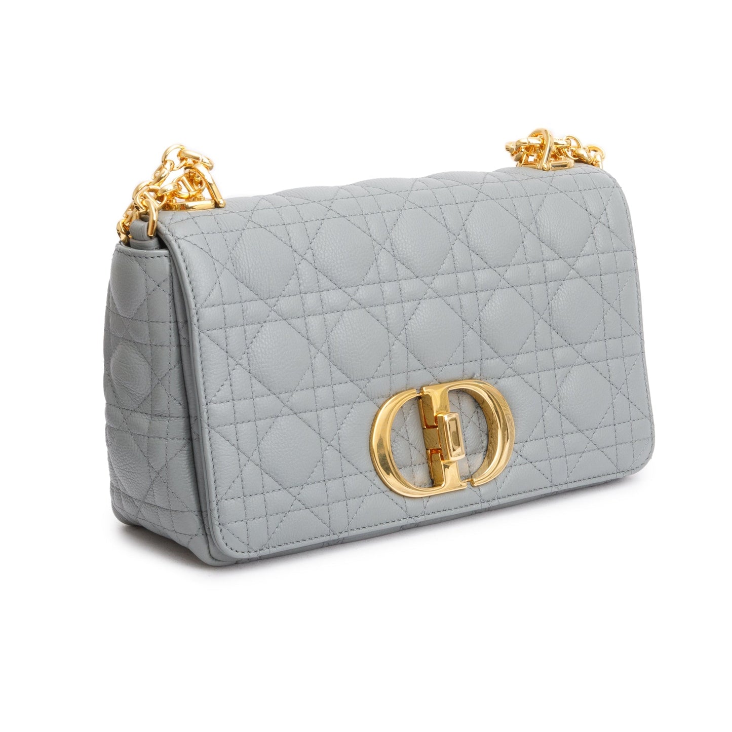 Christian Dior 2022 Grey Supple Cannage Calfskin Leather Medium Dior Caro Bag