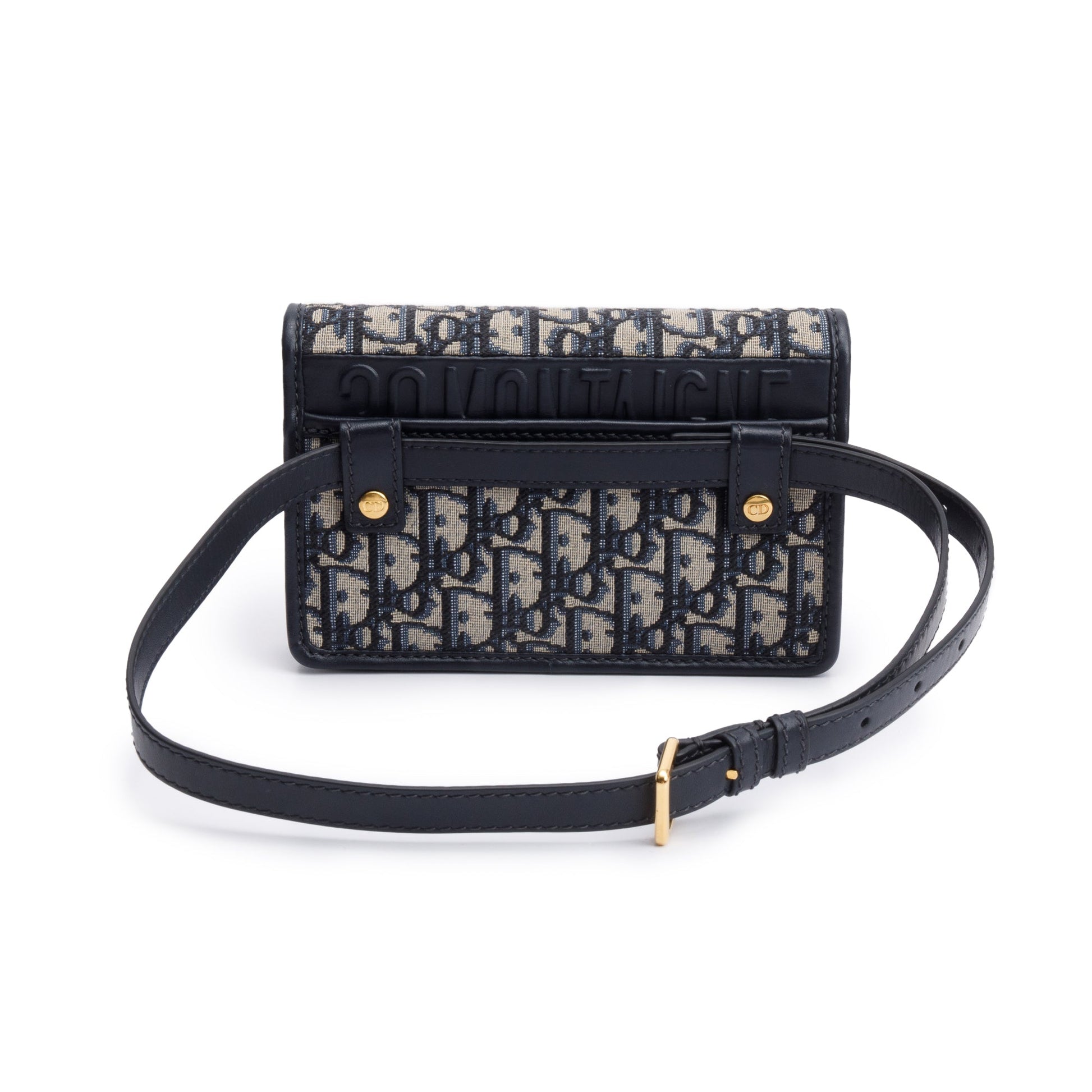 Christian Dior 2022 Navy Oblique 30 Montaigne 2-In-1 Pouch Bag