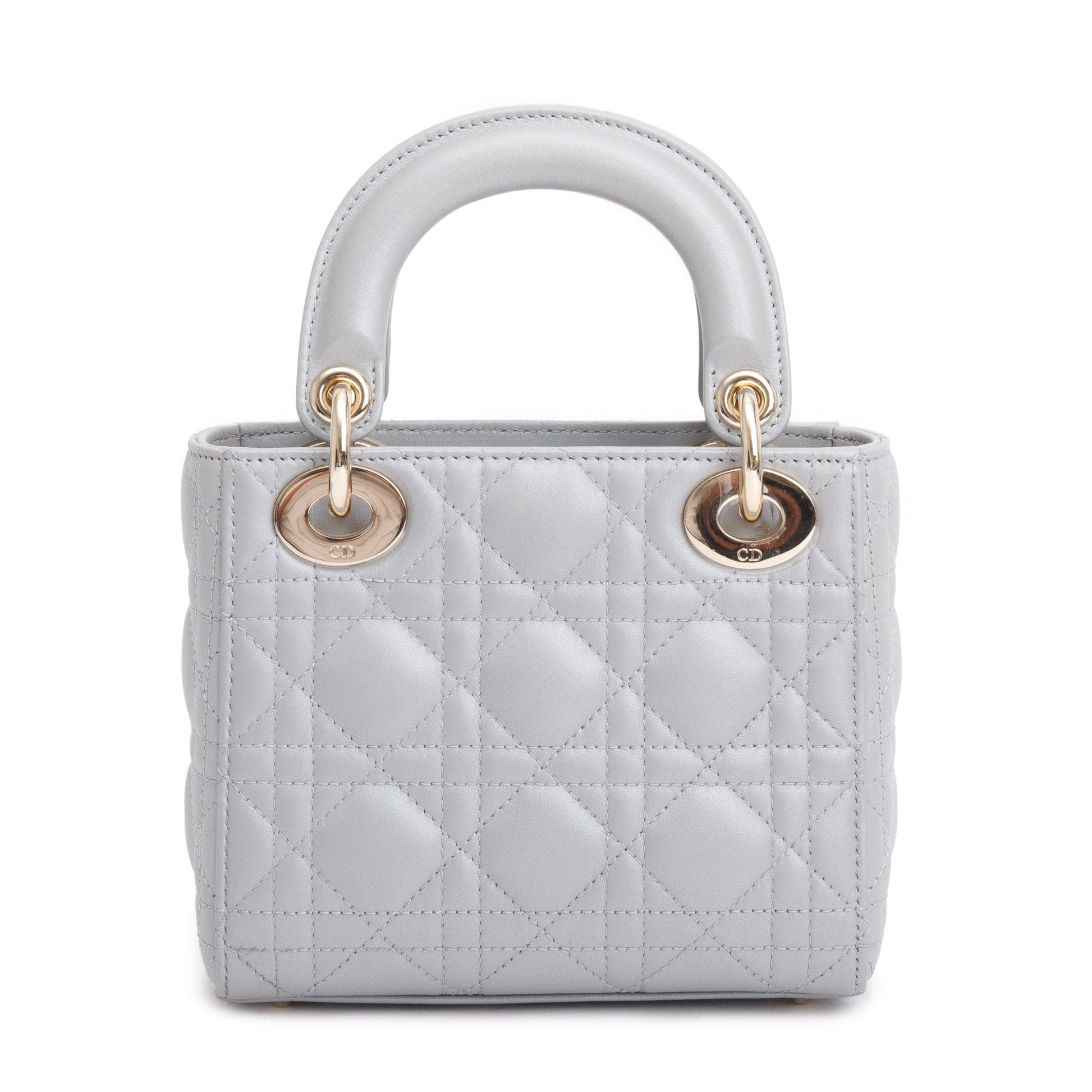 Christian Dior 2023 Grey Cannage Leather Mini Lady Dior Bag