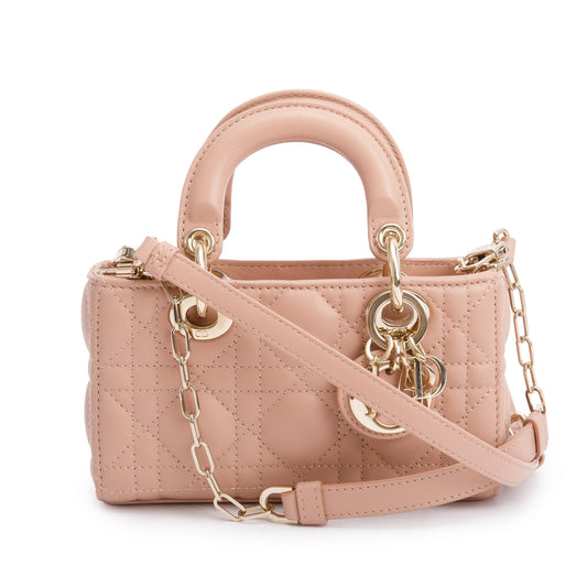 Christian Dior 2023 Rose Des Vents Cannage Lambskin Micro Lady D-Joy Bag