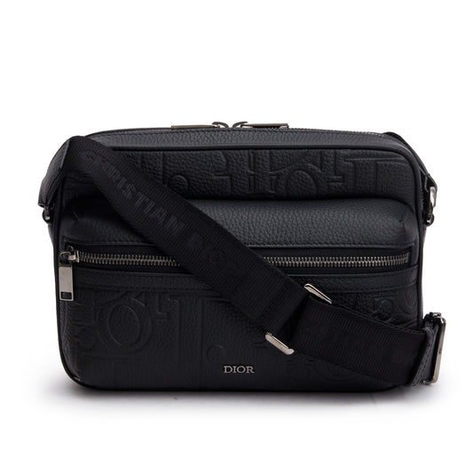 Christian Dior 2024 Black Leather Rider 2.0 Zipped Messenger Bag