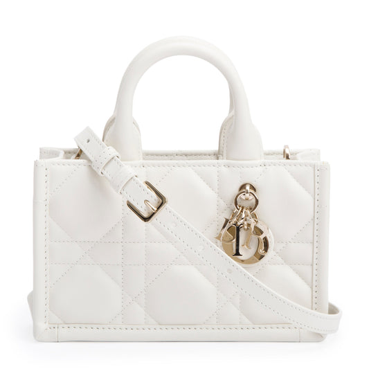 Christian Dior 2024White Macrocannage Lambskin Mini Book Tote