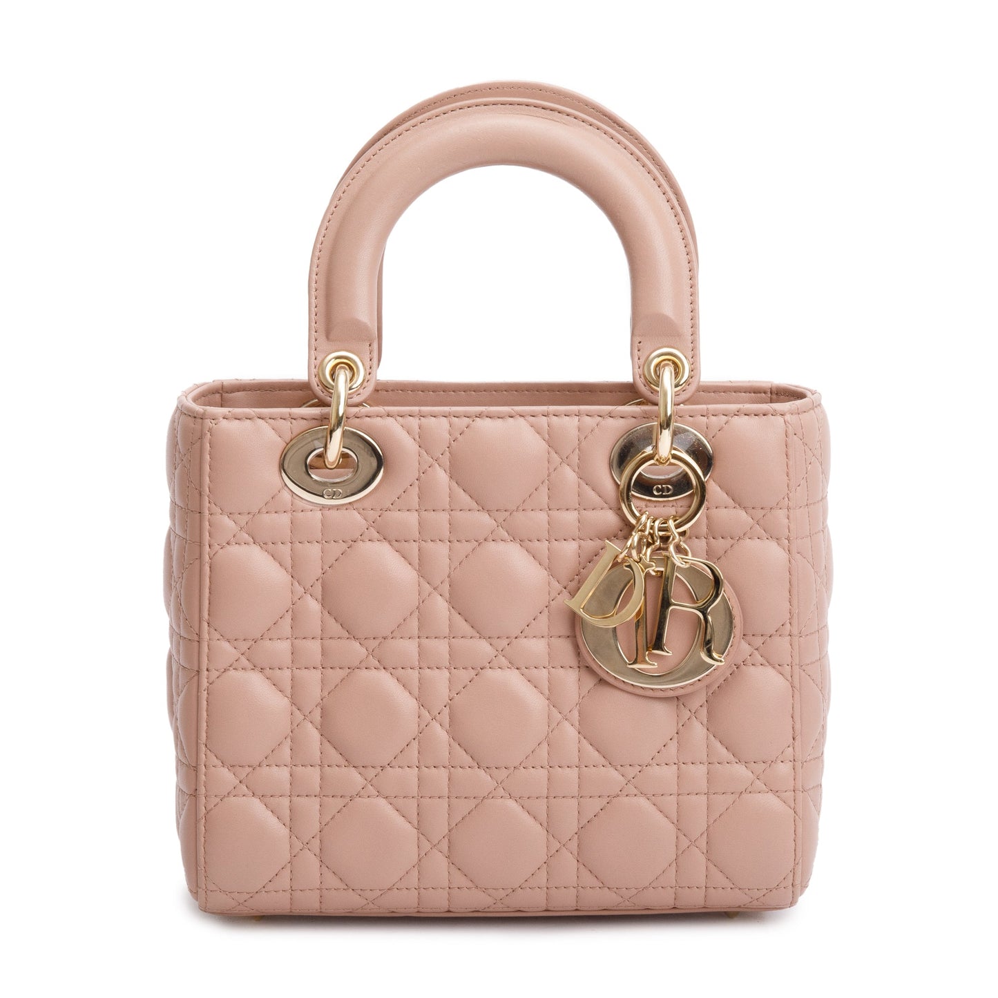 Christian Dior Beige Cannage Lambskin Leather Small Lady Dior My Abcdior Bag