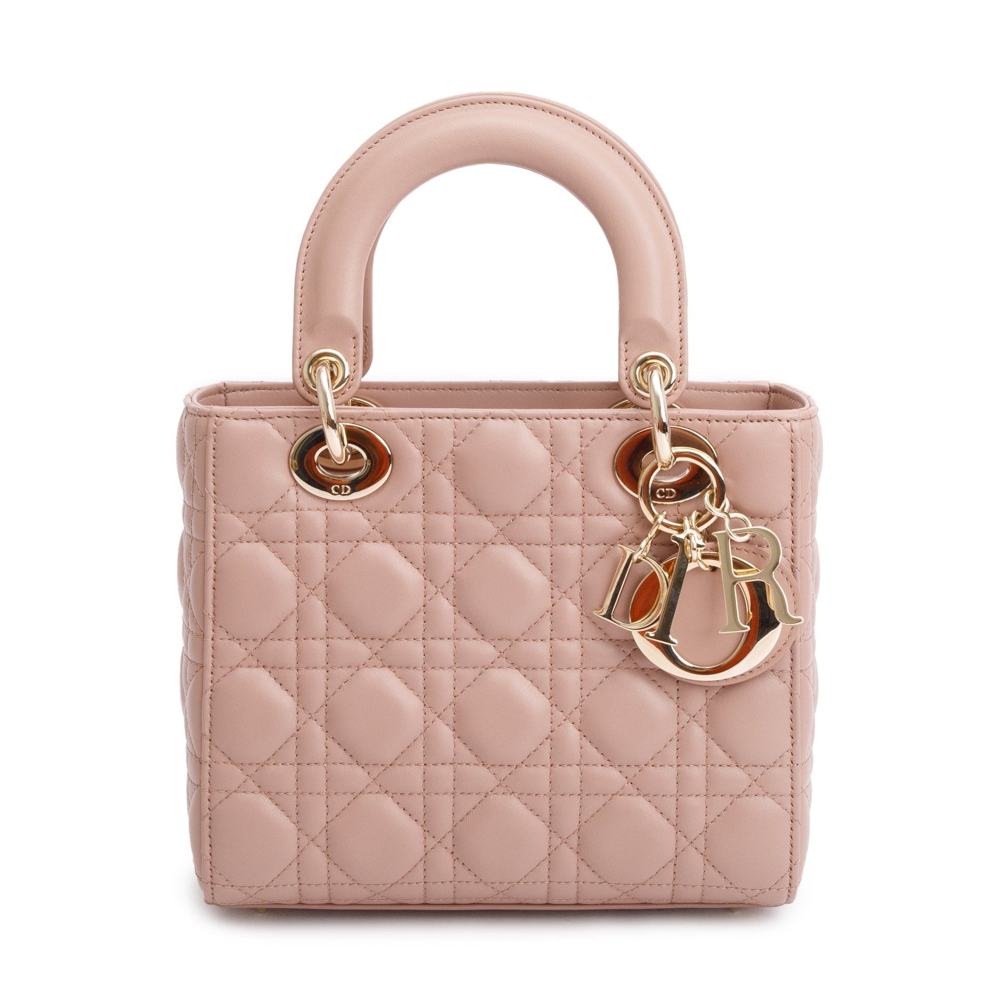 Christian Dior Beige Cannage Lambskin Leather Small Lady Dior My Abcdior Bag