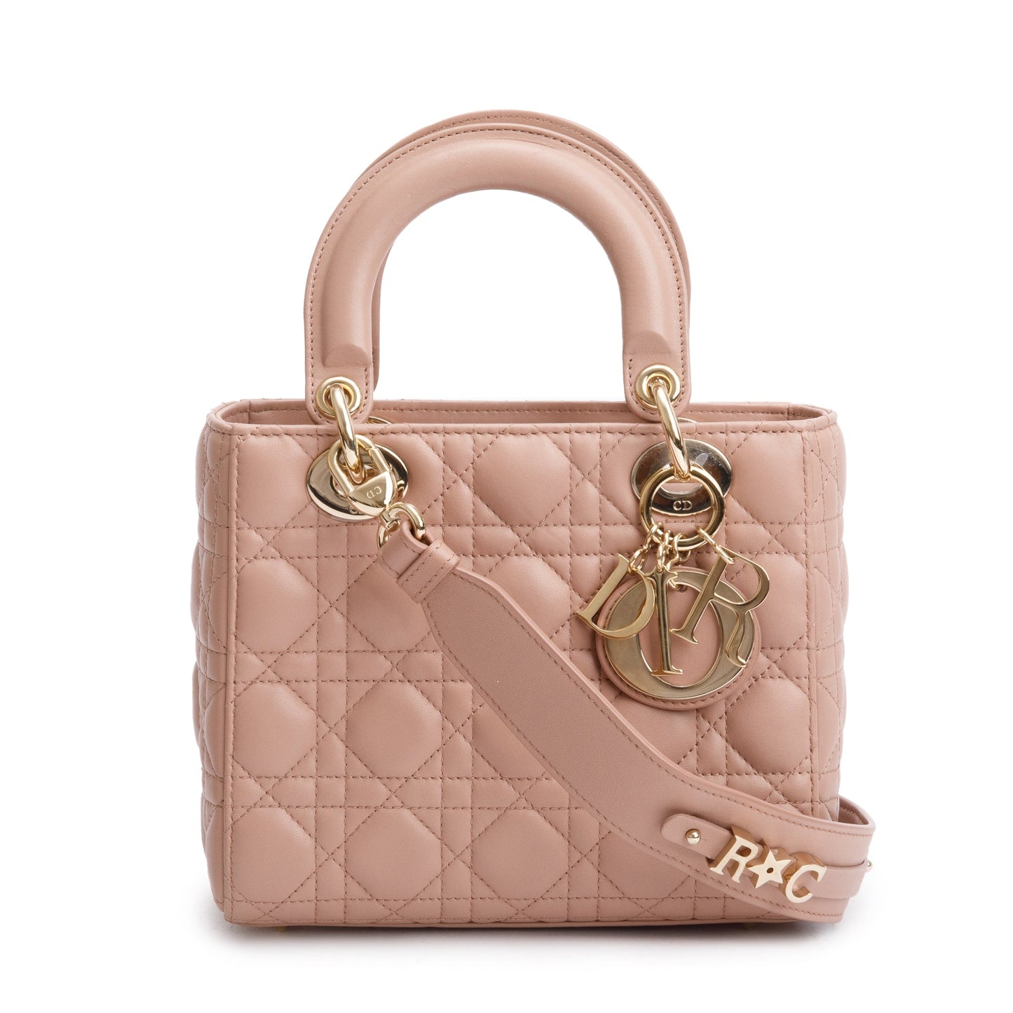 Christian Dior Beige Cannage Lambskin Leather Small Lady Dior My Abcdior Bag