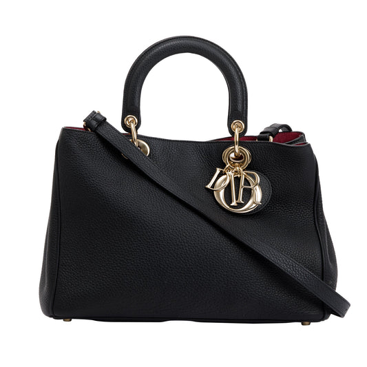 Christian Dior Black Calfskin Leather Medium Diorissimo Tote