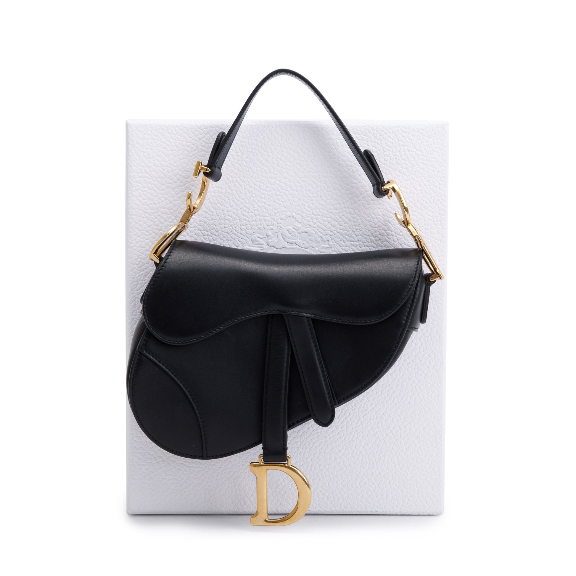 Christian Dior Black Calfskin Leather Mini Saddle Bag