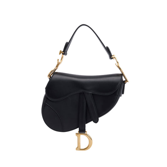 Christian Dior Black Calfskin Leather Mini Saddle Bag