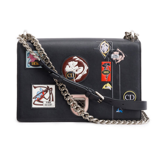 Christian Dior Black Calfskin Leather Paradise Diorama Flap Bag