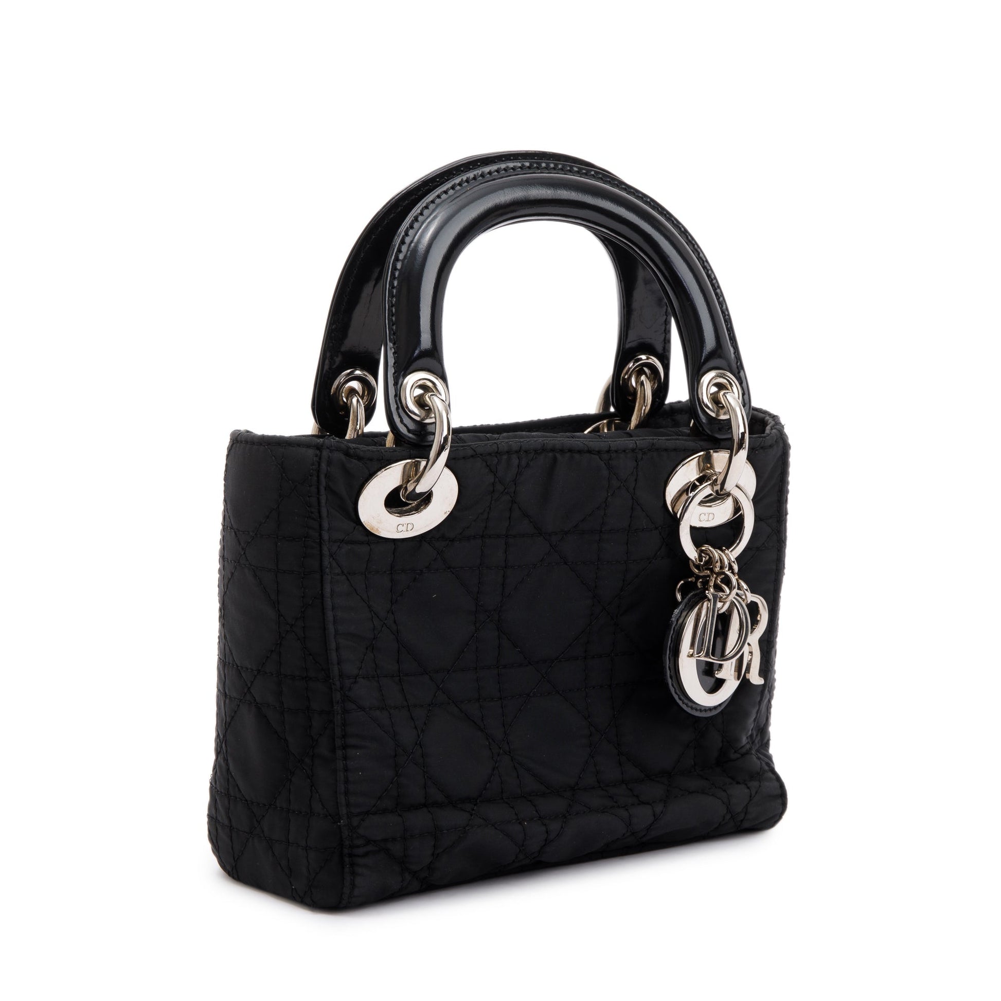 Christian Dior Black Cannage Nylon Mini Lady Dior Bag