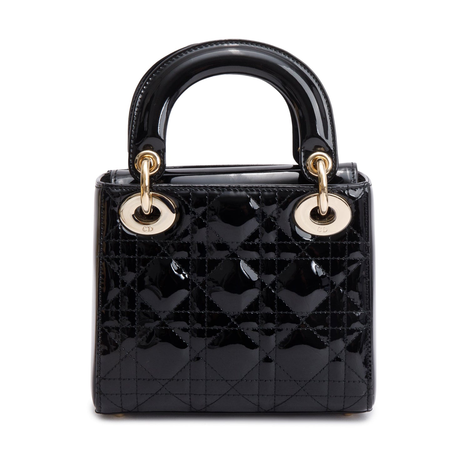 Christian Dior Black Cannage Patent Leather Mini Lady Dior Bag