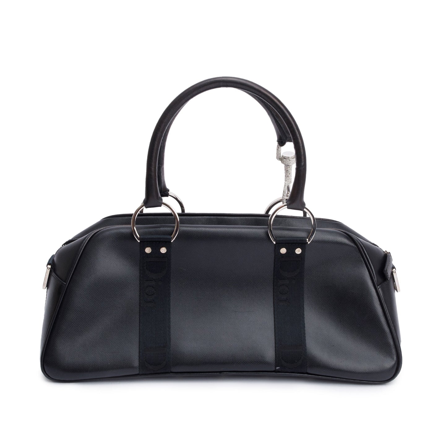 Christian Dior Black Leather Crystal Embellished Hardcore Bowling Bag