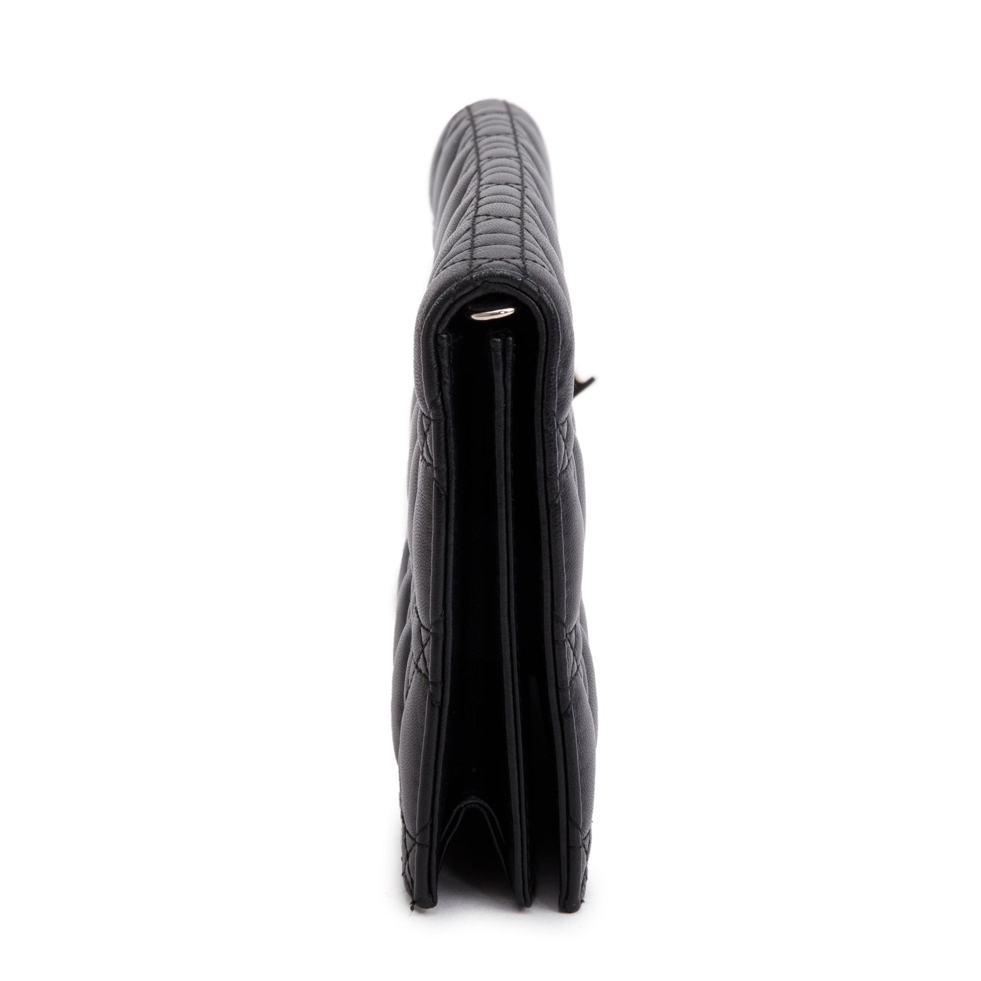 Christian Dior Black Leather Lady Dior Convertible Clutch