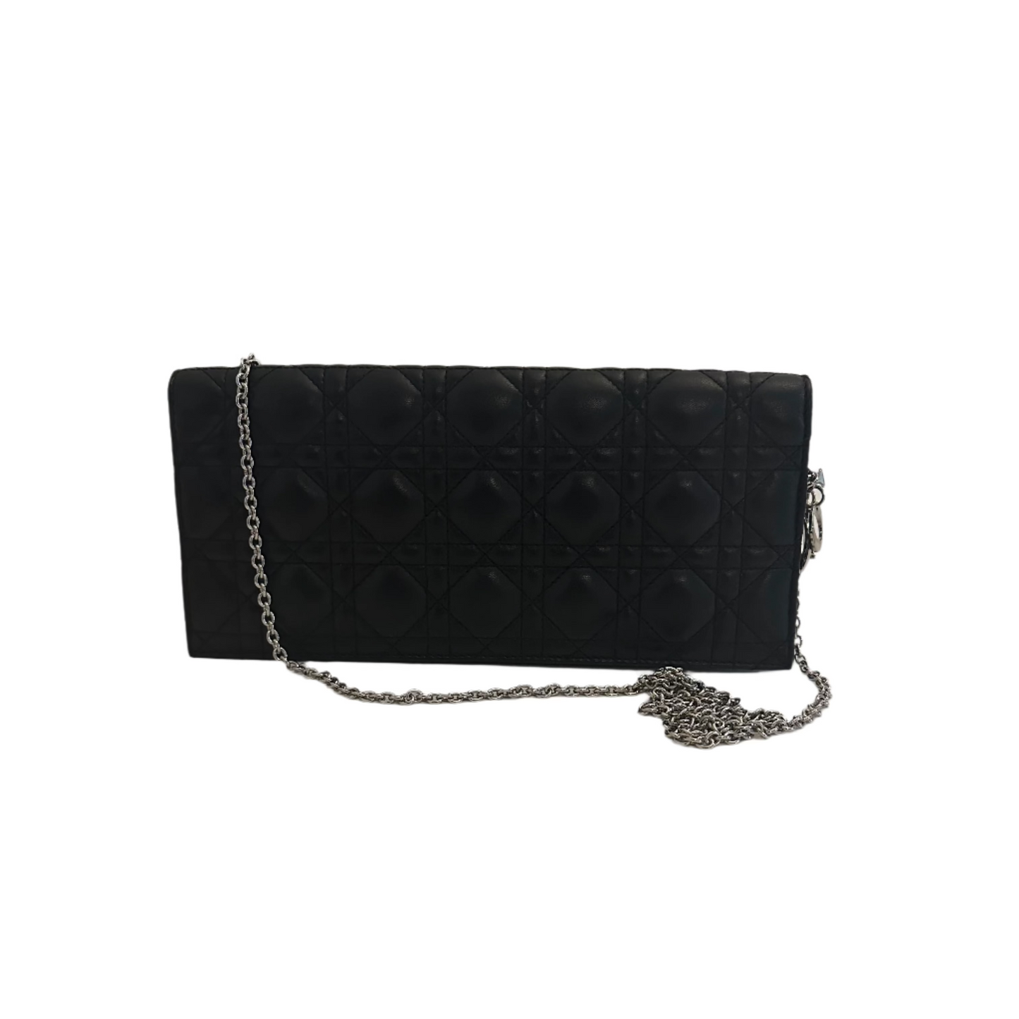 Christian Dior Black Leather Lady Dior Convertible Clutch