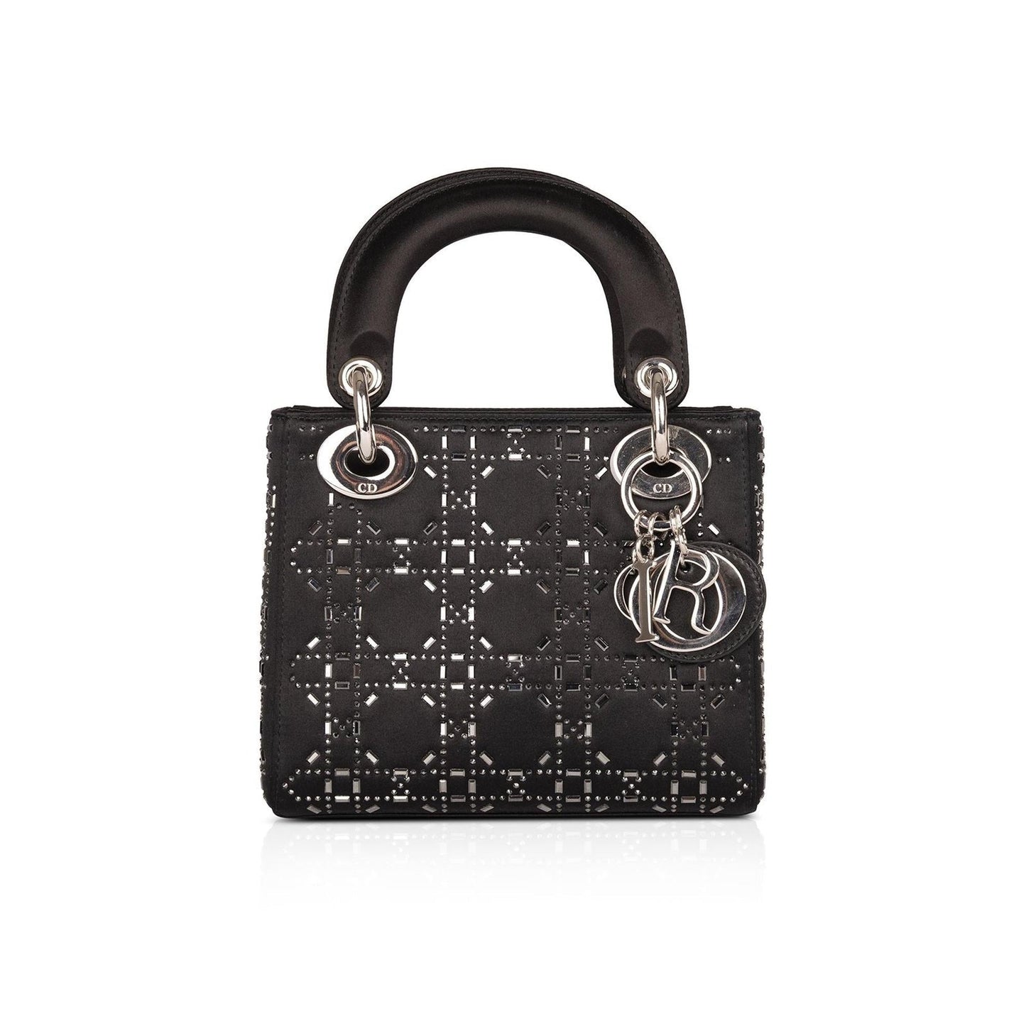 Christian Dior Black Strass Cannage Satin Mini Lady Dior Bag