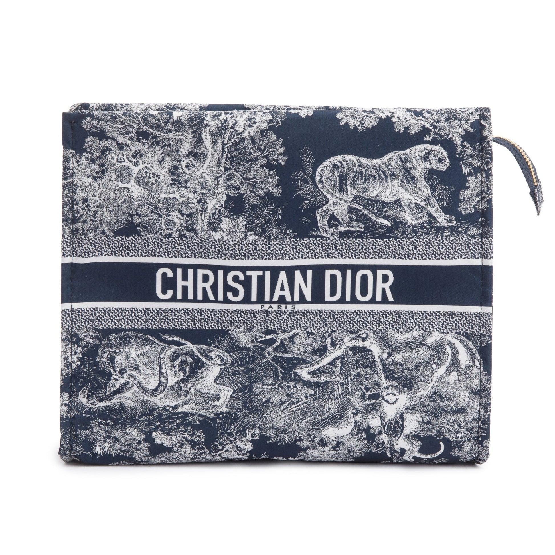 Christian Dior Blue Toile De Jouy Reverse Technical Fabric DiorTravel Zipped Pouch