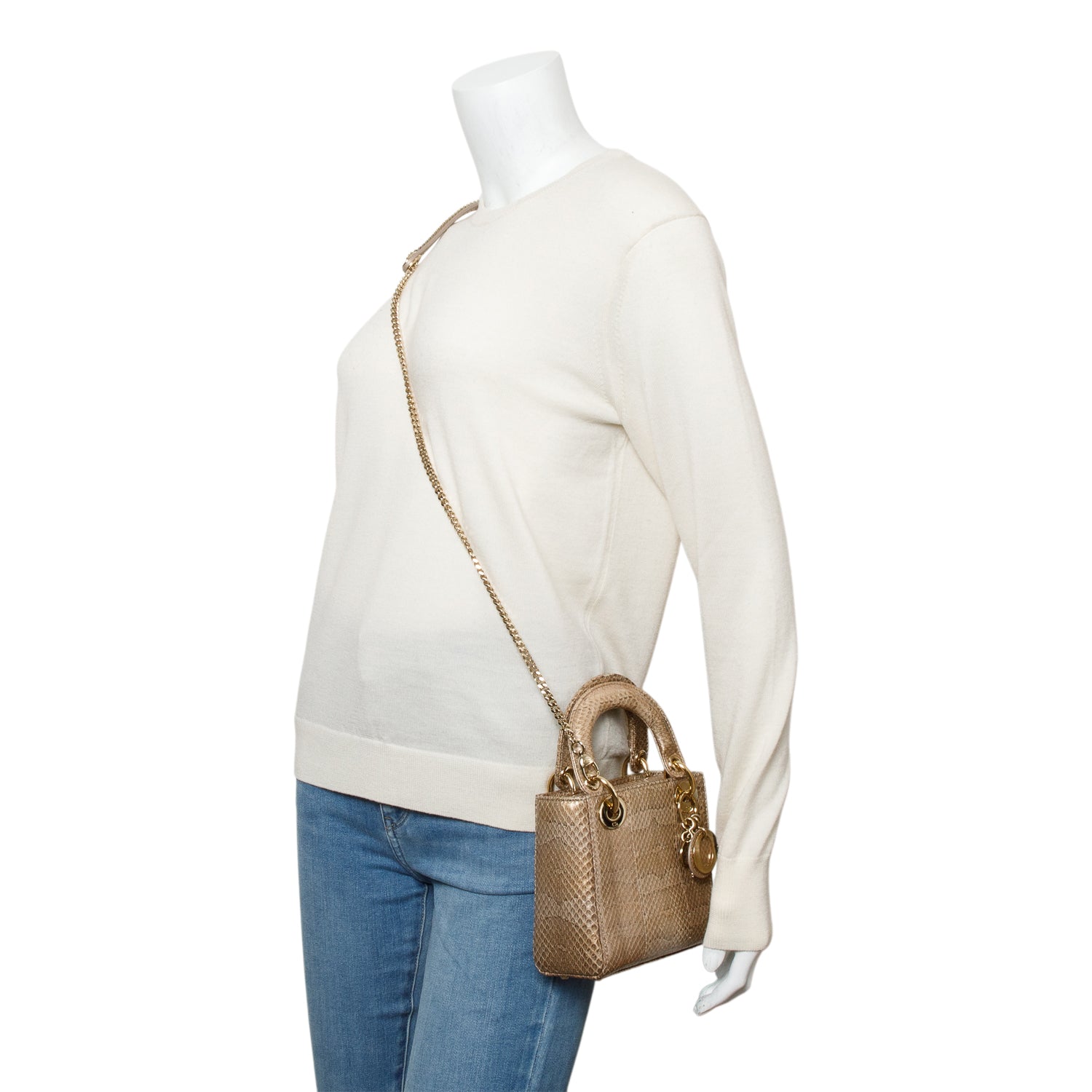 Christian Dior Brown Python Mini Lady Dior Bag