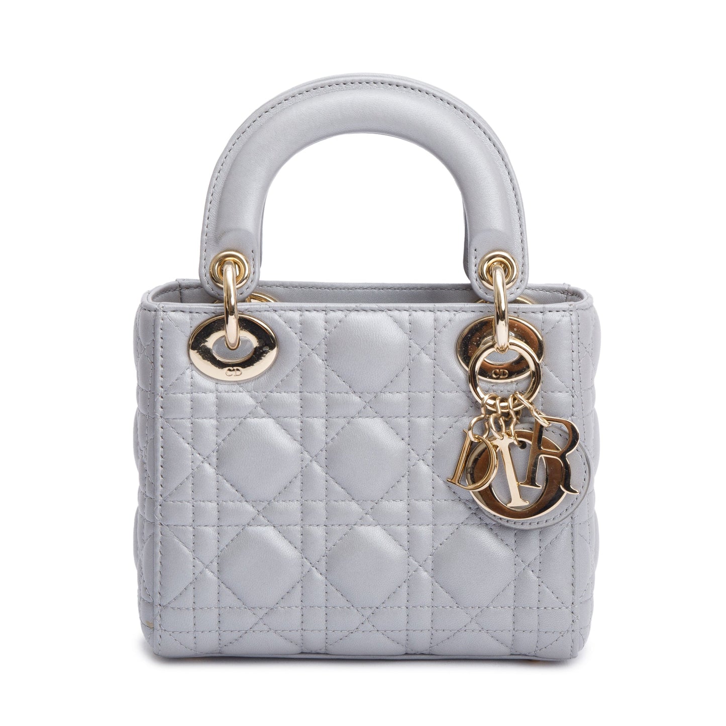 Christian Dior Grey Cannage Leather Mini Lady Dior Bag