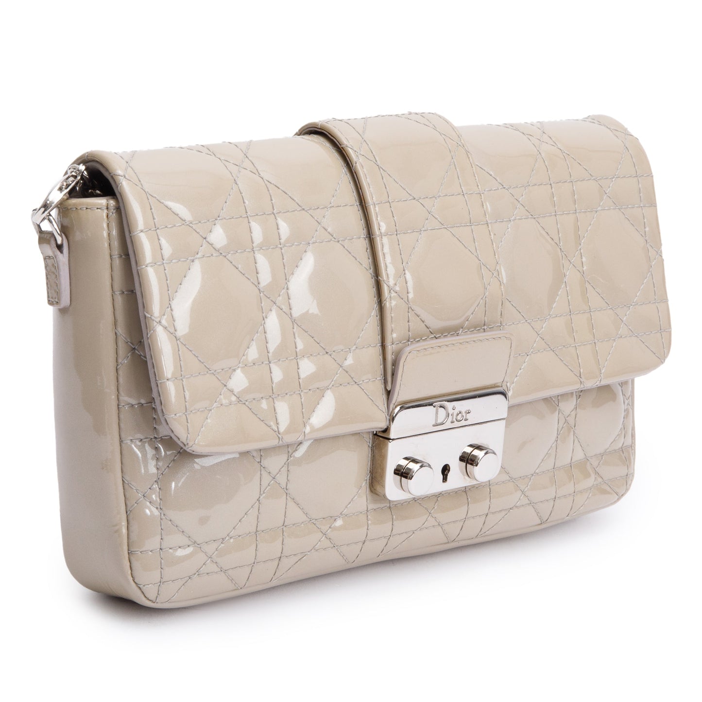 Christian Dior Grey Patent Cannage Miss Dior Promenade Pouch