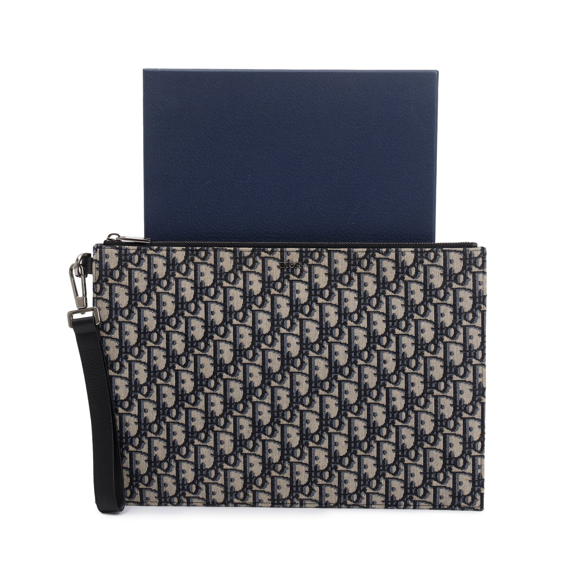 Christian Dior Homme 2020 Beige & Black Oblique Jacquard A4 Pouch