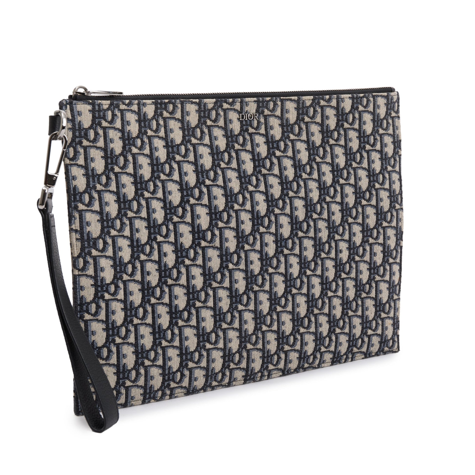 Christian Dior Homme 2020 Beige & Black Oblique Jacquard A4 Pouch