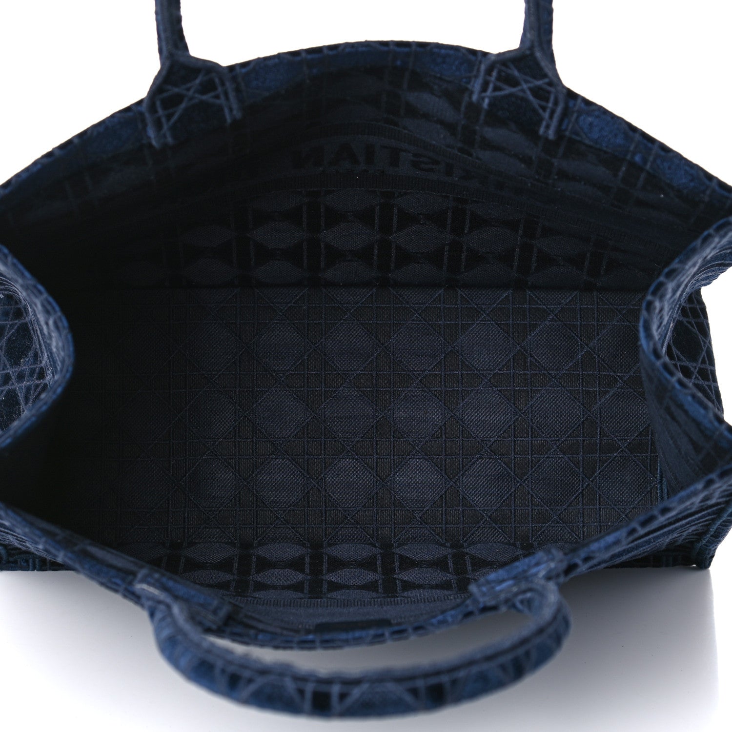 DIOR EMBROIDERED CANNAGE VELVET LARGE BOOK TOTE BAG