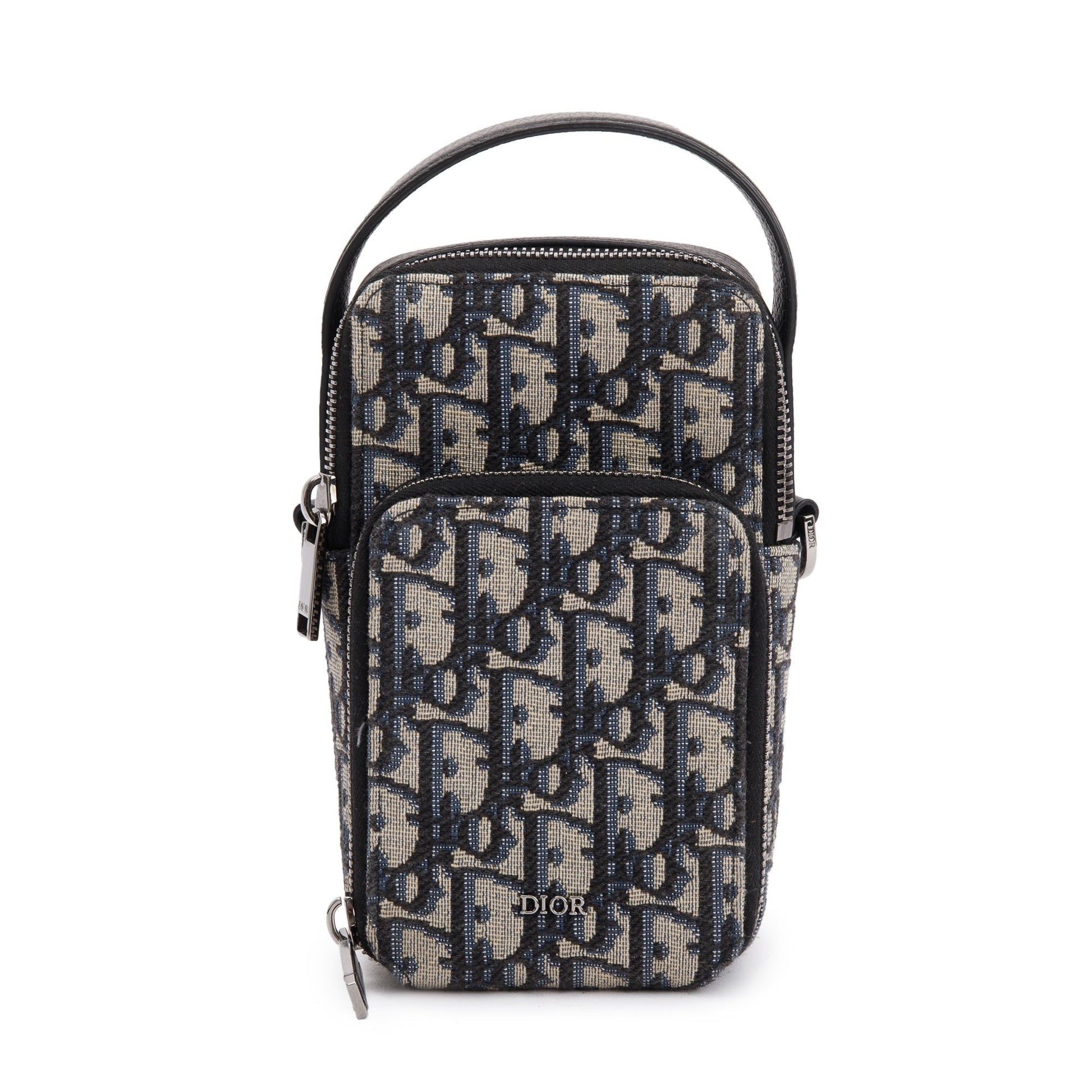 Christian Dior Men 2022 Beige & Black Oblique Jacquard Micro Rider Crossbody Pouch