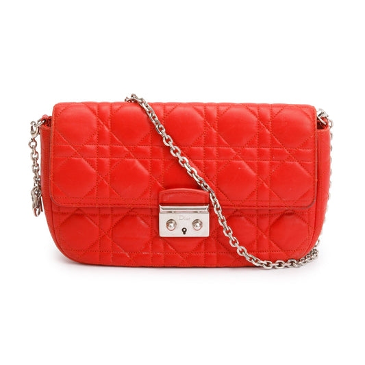 Christian Dior Red Cannage Leather Miss Dior Promenade Chain Bag