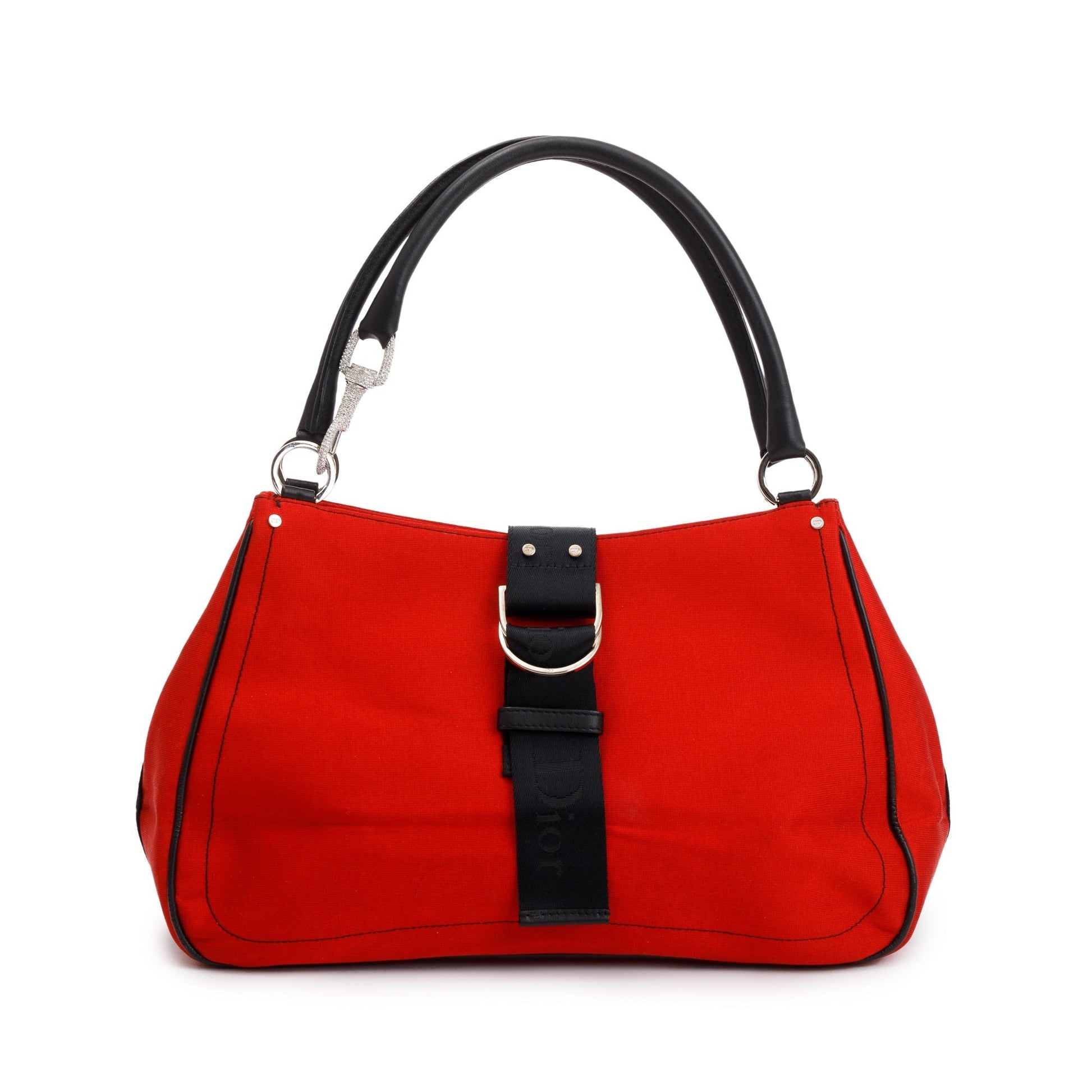 Christian Dior Red Satin Crystal Embellished Hardcore Shoulder Bag
