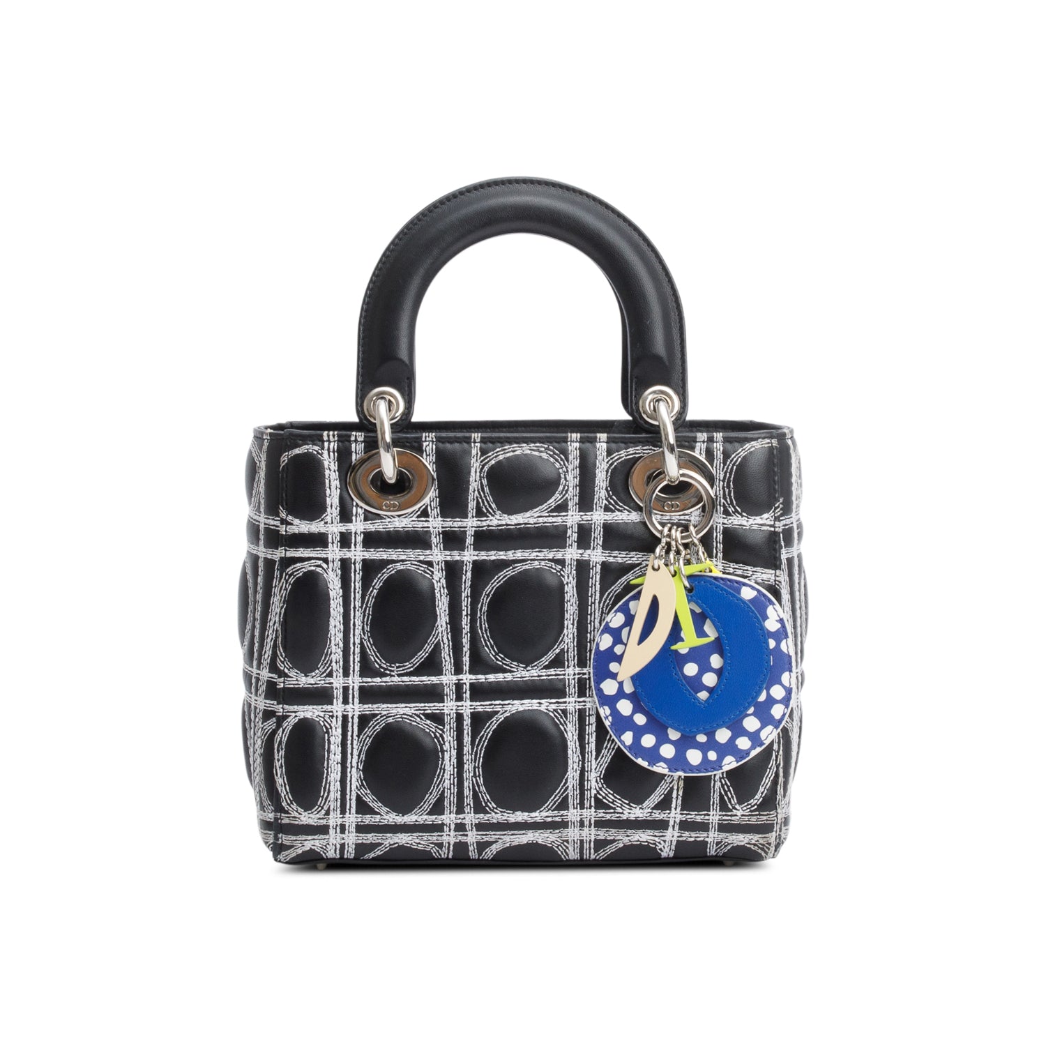 Christian Dior X Daniel Gordon Black Cannage Lambskin Leather Small Lady Dior Art Bag