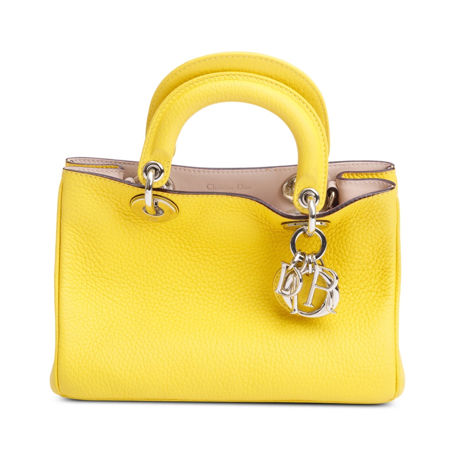 Christian Dior Yellow Calfskin Leather Mini Diorissimo Tote