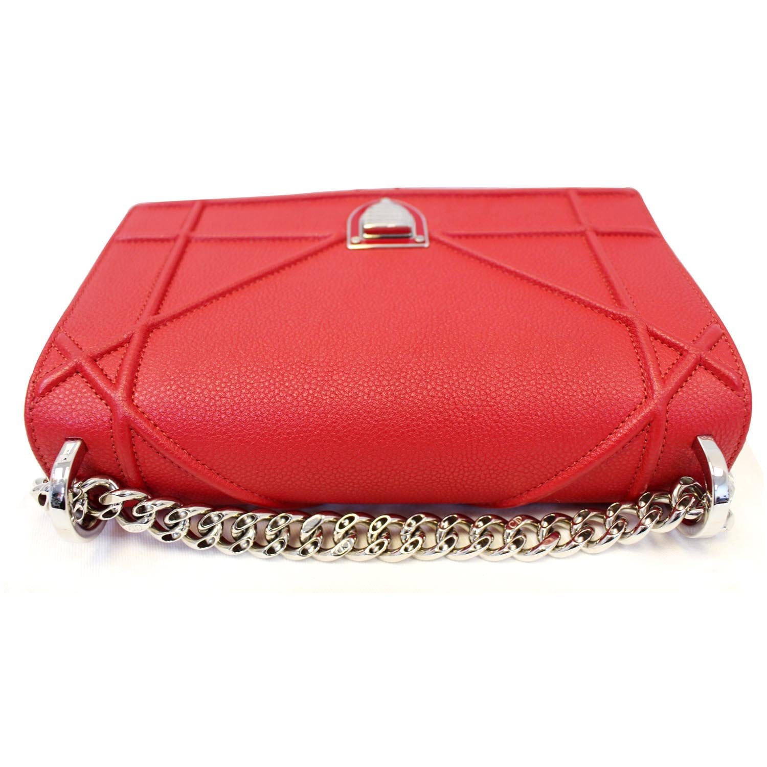 CHRISTIAN DIOR Diorama Flap Red Grained Leather Small Shoulder Bag - Last Call