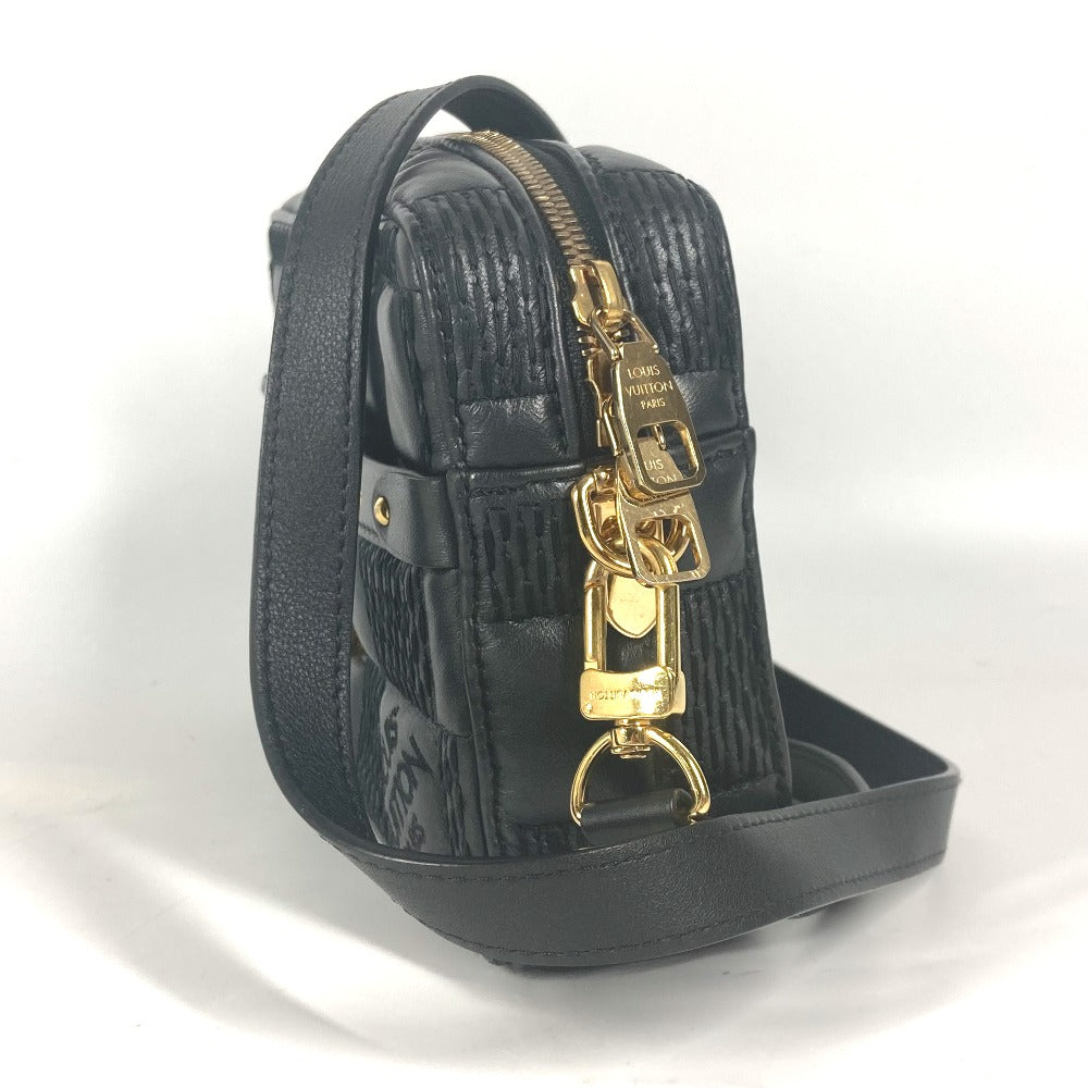 LOUIS VUITTON Shoulder Bag leather black Damier Pochette Troca Women