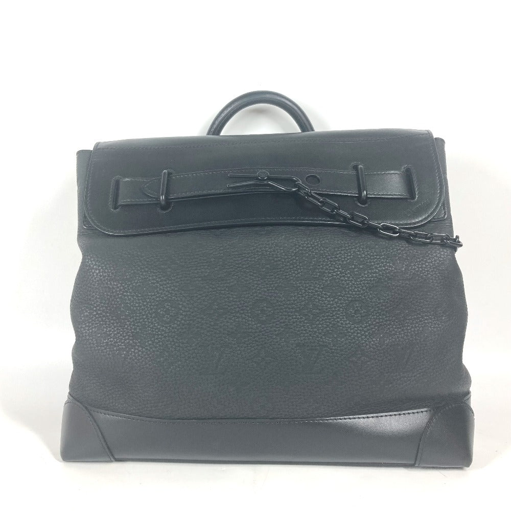 LOUIS VUITTON Shoulder Bag Taurillon Clemence Leather black Monogram Steamer PM mens