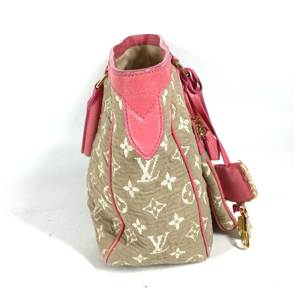 LOUIS VUITTON Tote Bag Leather / canvas pink Monogram Sabia Hippo MM
