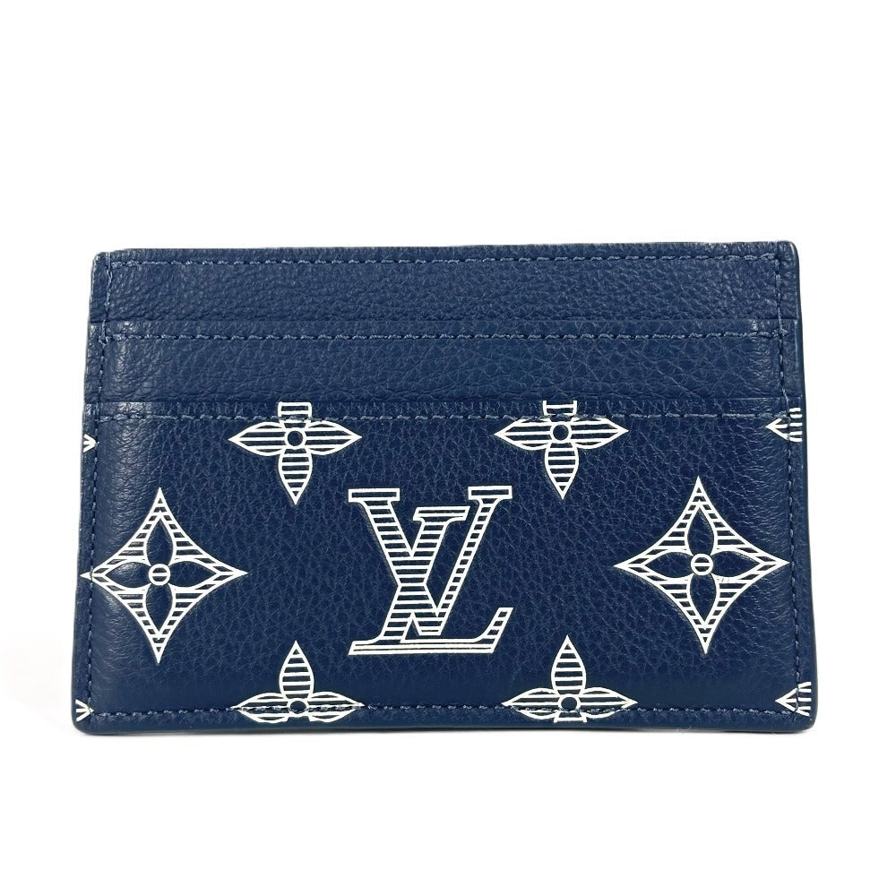 LOUIS VUITTON Card Case Monogram shadow leather Navy Monogram shadow Porto Carte Double unisex(Unisex)