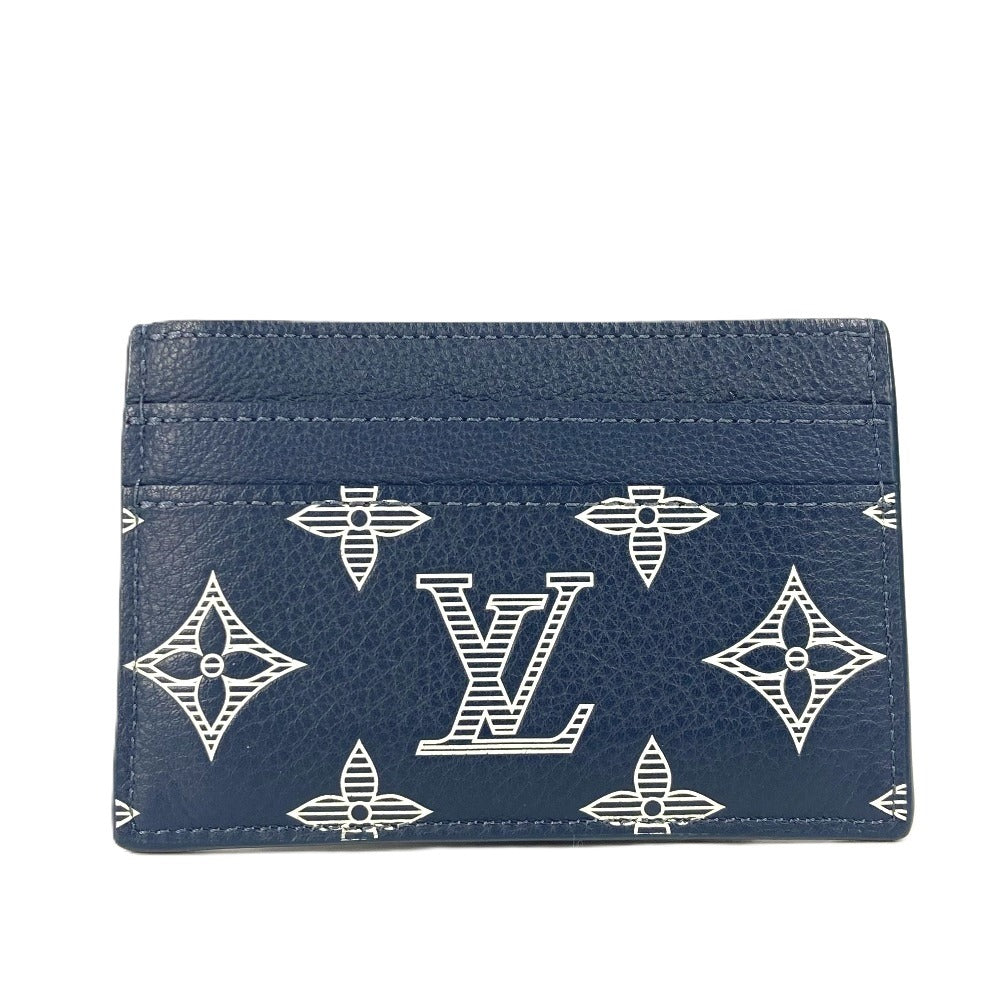 LOUIS VUITTON Card Case Monogram shadow leather Navy Monogram shadow Porto Carte Double unisex(Unisex)