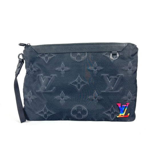LOUIS VUITTON Clutch bag Nylon black Monogram Reversible A4 Pochette unisex(Unisex)